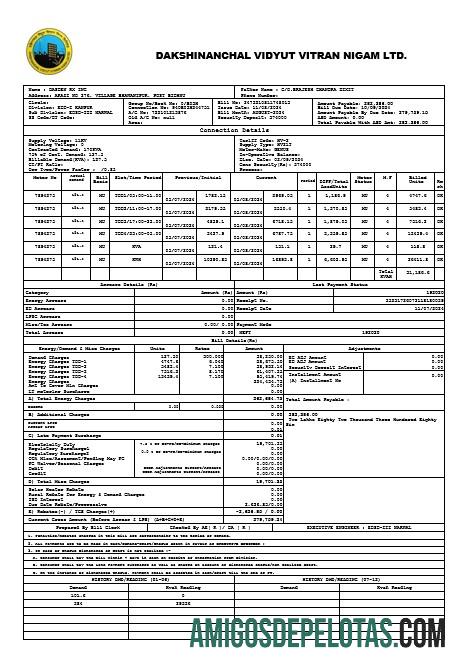 para download ÍNDIA DVVNL Business Utility Bill Word e modelo PDF